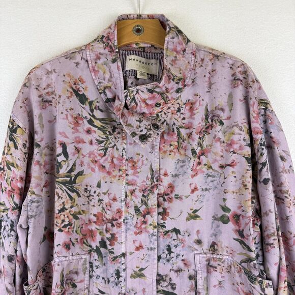 Anthropologie Marrakech Darcy Floral Jacket Lyocell Womens Large Lavender Purple - Picture 2 of 11